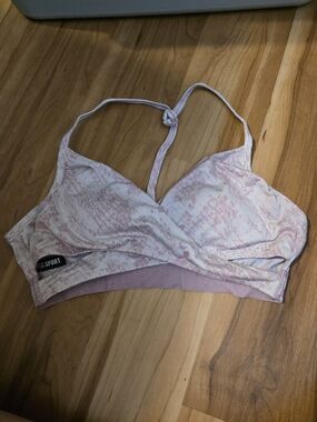 PINK Victoria's Secret Light Pink Printed Racerback Sports Bralette